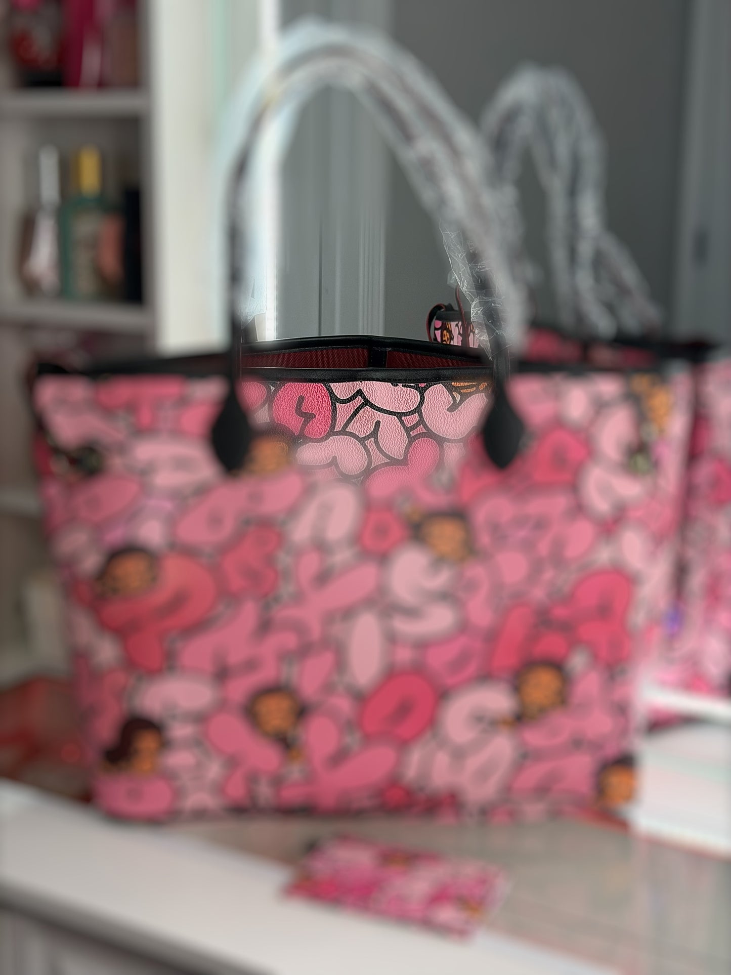 pink X tote